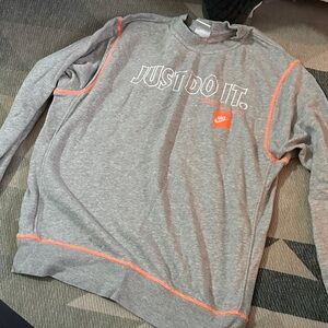 Nike women’s rare Gray and Orange crew neck Sweatshirt
